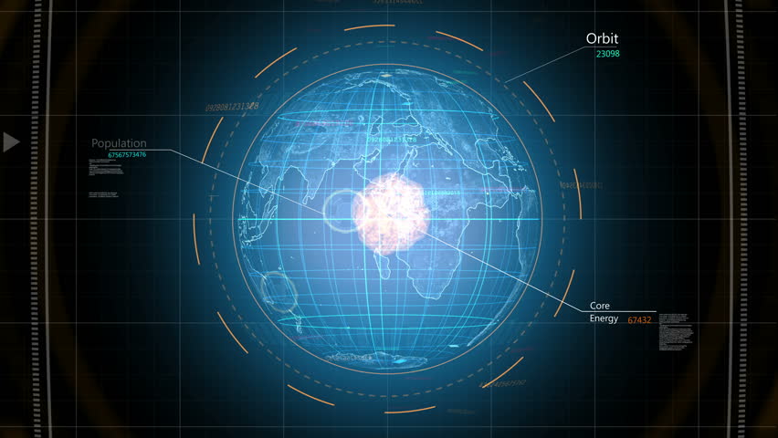 Sci Fi World Map Design. Futuristic Look Of World Map. HUD Elements ...