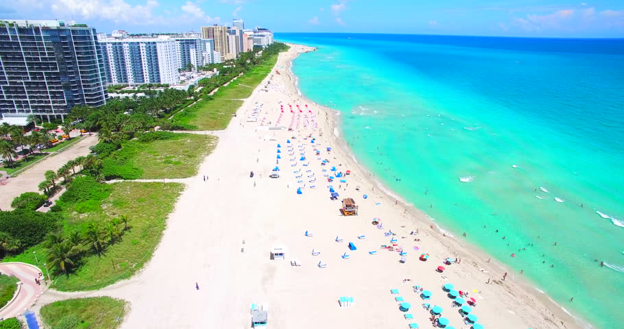 Beautiful Aerial Shot Of South Beach Miami, Florida. Bird Eye View Of The Beautiful Natural ...