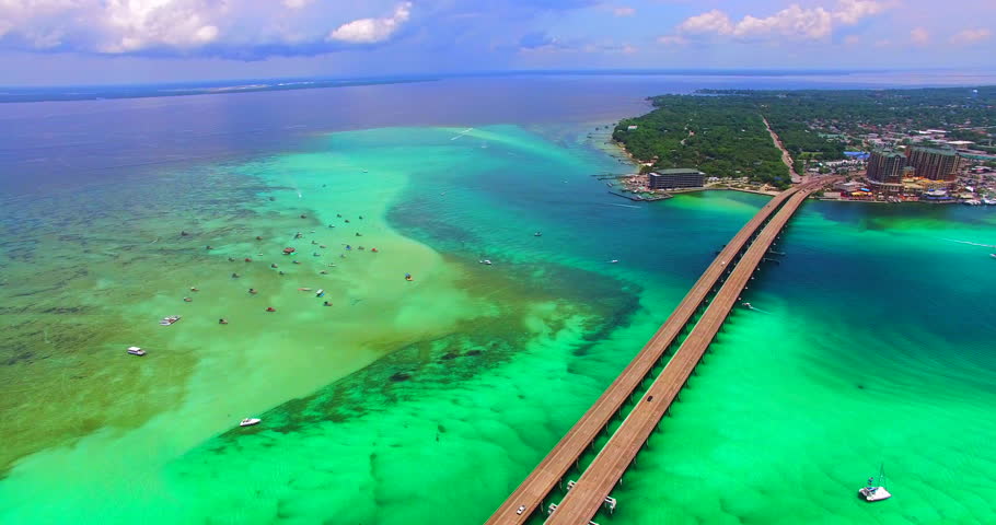 Destin. Redneck Beach. Florida. Panama City. Bridge Aerial View. Eglin ...