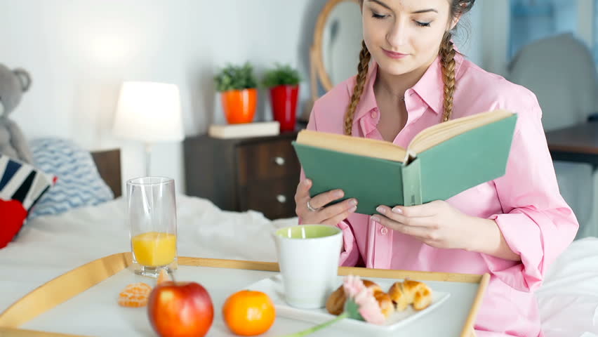 Mexican Woman Eating Cereal In Bed Stock Footage Video 