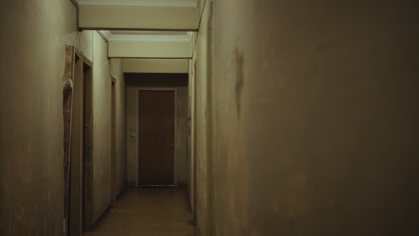 Apartment Building Hallway walking inside a long dark hallway of an old apartment building Apartment Building Hallway walking inside a long dark hallway of an old apartment building