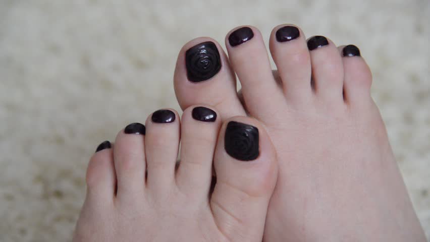 Female Feet With A Dark Stock Footage Video 100 Royalty Free Female Feet With A Dark Paint On Nails