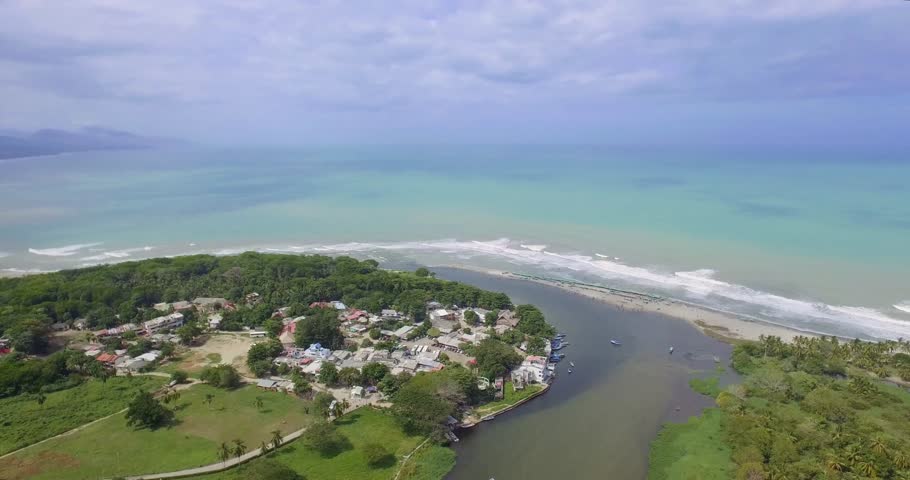 Buritaca, Santa Marta, Colombia River Ocean Beach Aerial 08.mov Stock ...