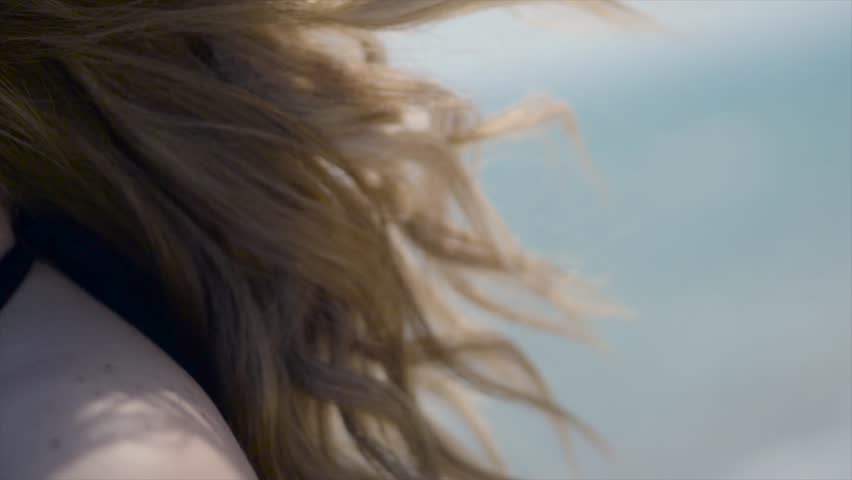 Wind Blows Girls Blonde Hair Stock Footage Video 100 Royalty