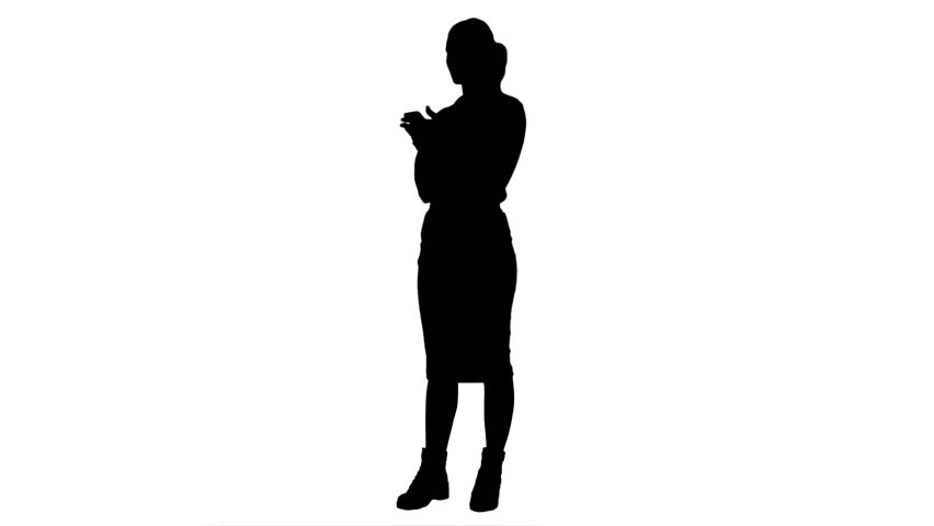 Angry Woman Shouting In Black Silhouette On White Background Stock ...