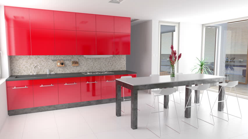 Red Cabinet Doors In The Kitchen