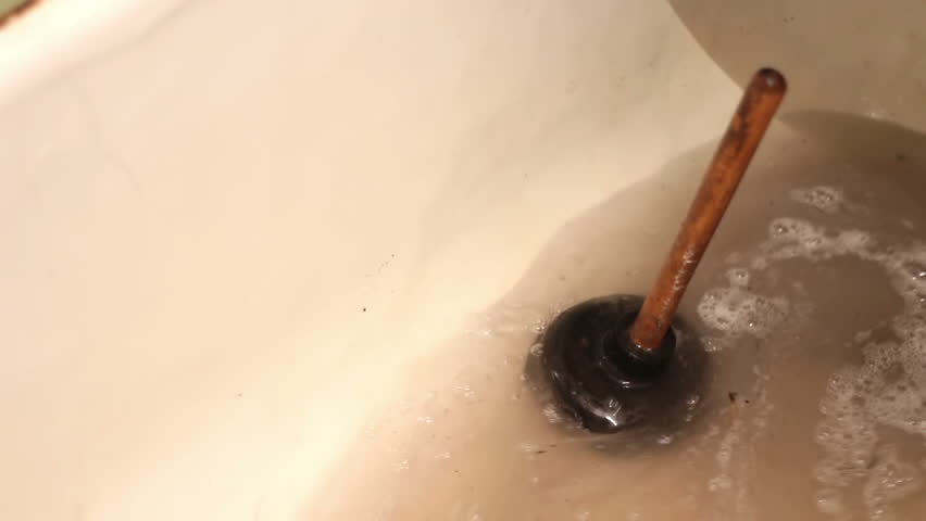 Clogged Drain Water In The Stock Footage Video 100 Royalty Free Clogged Drain Water In The Bathroom Dirty And Near Black Plunger Sewerage