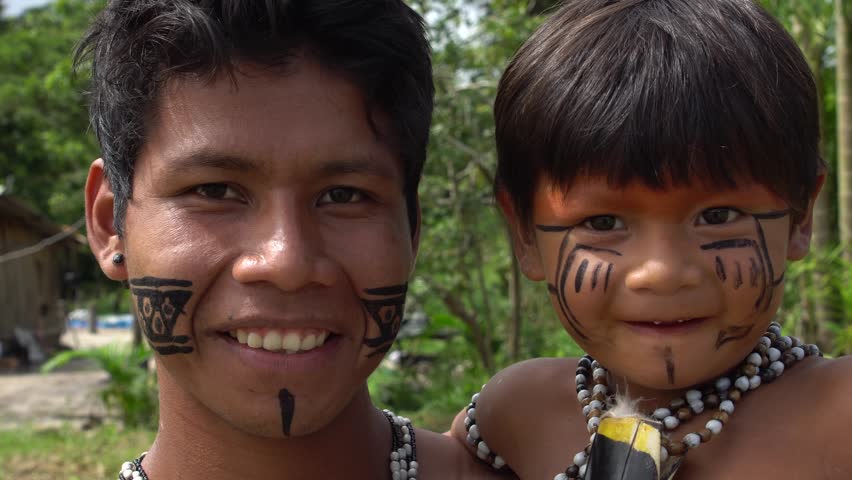 Tourist Taking A Selfie With Brazilian Natives - Indigenous People - In ...