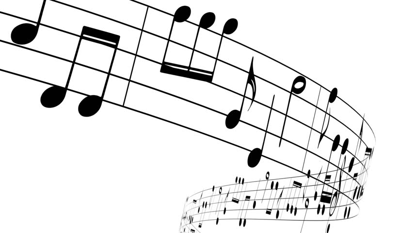  Music Notes Flowing On White Background Seamless 