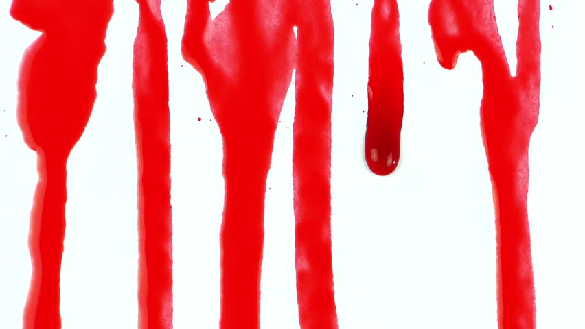 Blood Lines. Smearing Lines Of Blood Running Down A Bluish-white Fluid ...