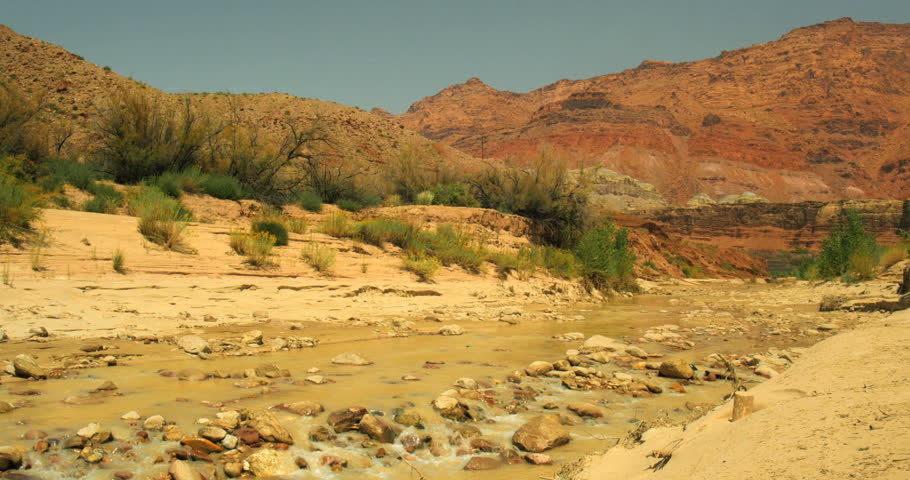 A Desert Wash with Creek Stock Footage Video (100% Royalty ...