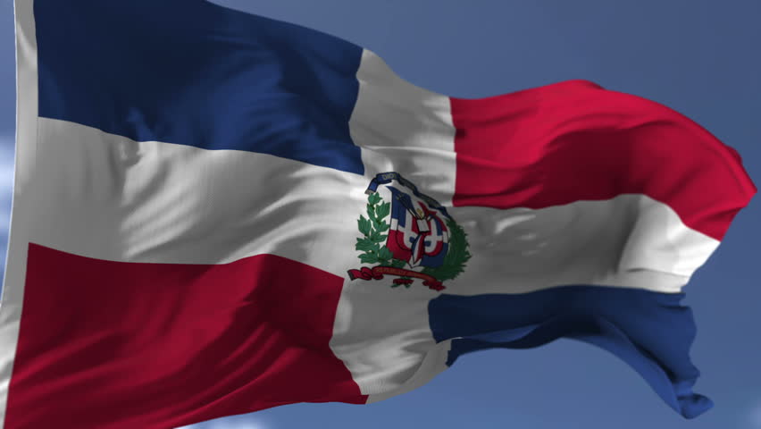 Dominican Republic Flag Slowly Waving In The Wind Silk -9618