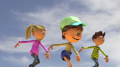 Animated Cartoon Children Running On Bright Stock Footage Video (100%  Royalty-free) 27252178 | Shutterstock