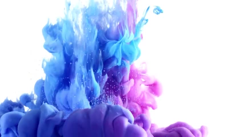 Colorful Ink Explosion On White Background. Ink Drops Swirling In Water ...