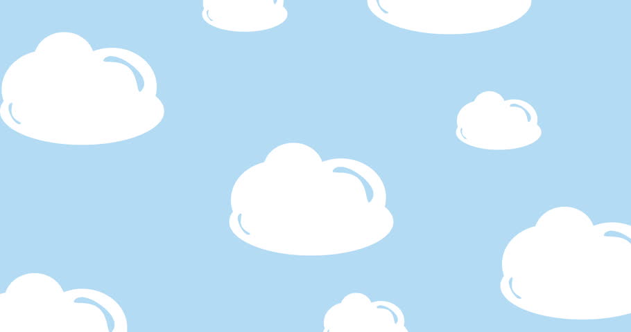 Illustrated Cartoon Clouds On A Bright Blue Sky Animation Stock Footage ...