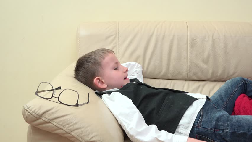 Tired Child Lying Down On Stock Footage Video 100 Royalty Free