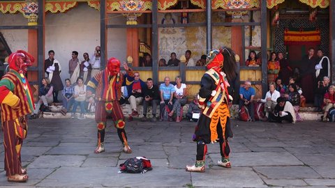 Bumthang, Bhutan - March, 2016: Tamshing Phala Chhoupa festival, Tamshing Monastery, nr Jakar