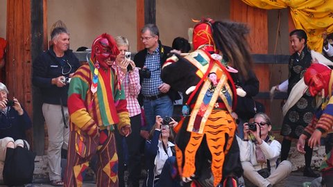 Bumthang, Bhutan - March, 2016: Tamshing Phala Chhoupa festival, Tamshing Monastery, nr Jakar