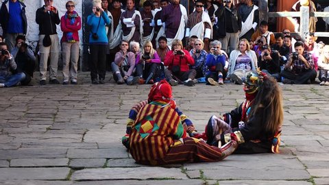 Bumthang, Bhutan - March, 2016: Tamshing Phala Chhoupa festival, Tamshing Monastery, nr Jakar