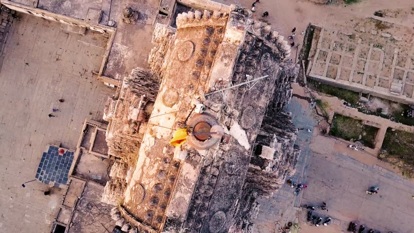 Sunset overlooking the famous Virupaksha temple, Hampi, Karnataka, India. Few other temples in the background.