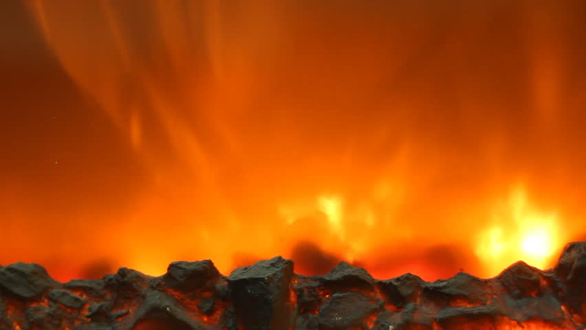 Electric Fireplace With A Burning Stock Footage Video 100