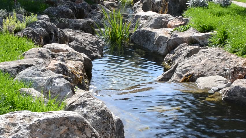 Natural Water Stream Between Rocks In Mountain Stock Footage Video ...