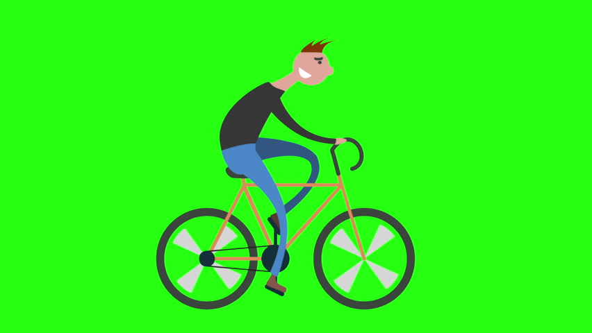 Bike Loop On A Green Screen And On A Background. Biker Passing Through ...