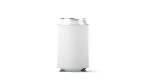 Blank White Collapsible Beer Can Koozie Mockup Isolated, 3d Empty