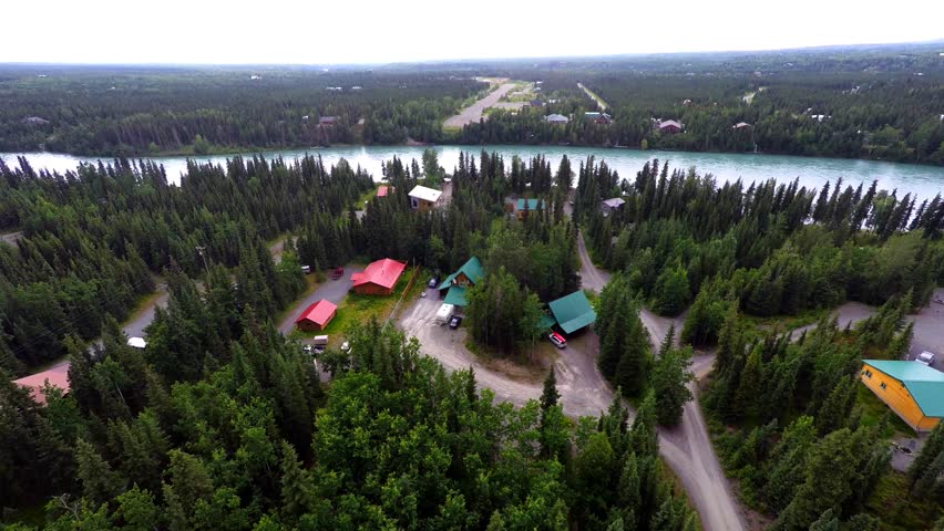 4k00 364k Drone Tracking Shot Of Alaska Cabins On The World Record