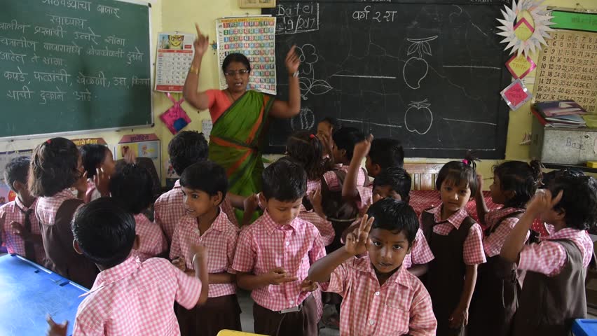 AMRAVATI, MAHARASHTRA, INDIA 22 SEPTEMBER 2017 : Unidentified Teacher ...