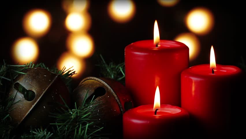 Looping Three Red Christmas Candles Stock Footage Video 100