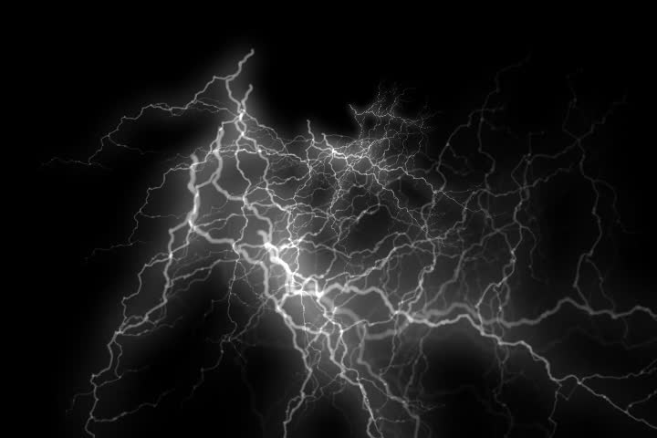 White Lightning Strands / Black Background Stock Footage