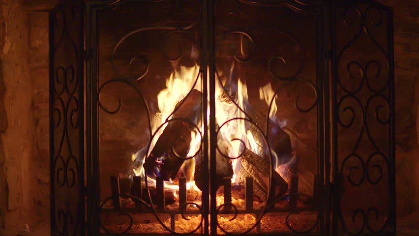 Logs Burning In Vintage Stone Stock Footage Video 100 Royalty