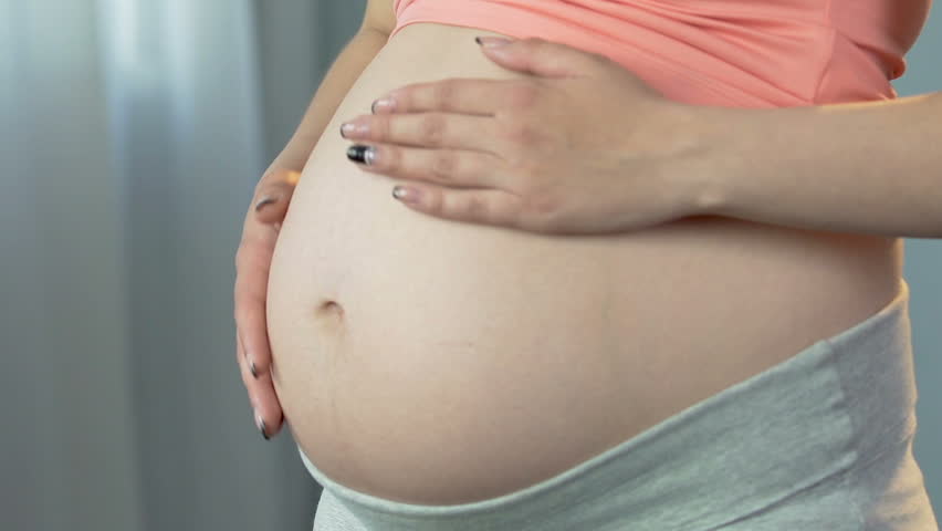 Pregnant Lady Stroking Belly In Stock Footage Video 100 Royalty Free