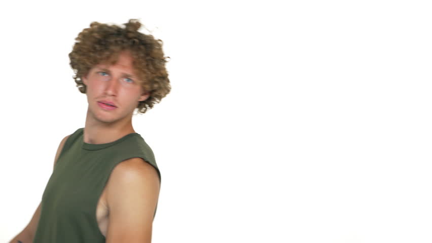 4k00 06handsome Curly Cheerful Guy With Green Eyes Walking In
