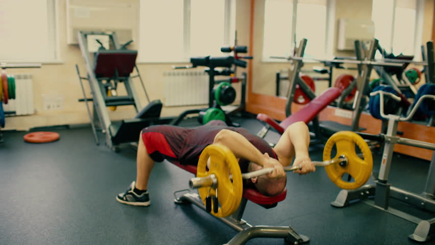 Man Does Heavy Bench Press Stock Footage Video 100 Royalty