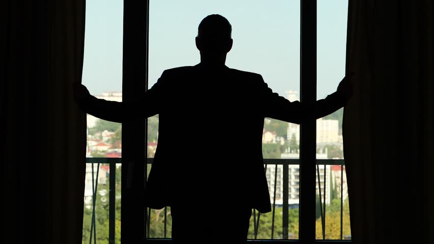 Man Stand Against Window Half Length Stock Footage Video 100