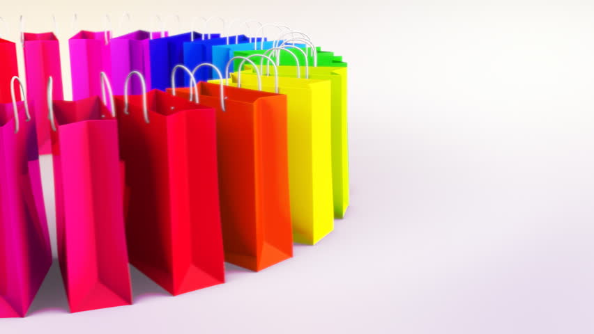 Shopping Bags On White Background. Loop Stock Footage Video 777844