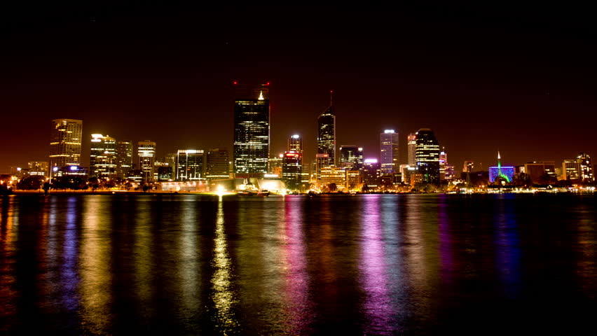 Skyline of Perth at Night in Australia image - Free stock photo ...