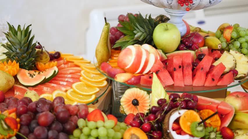 Different Fresh Fruits On Wedding Stock Footage Video 100