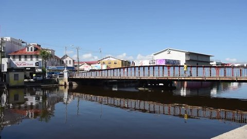 Belize November 20 2017 Swing Bridge In Belize City It Connects The North Side Of Belize City With The South Side And Spans Haulover Creek A Tributary Of The Belize River