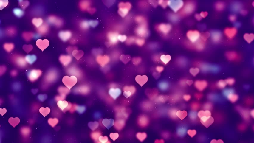 Purple Valentine Love Hearts Abstract Background Stock Footage Video ...