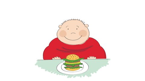 Animation Fat Man Hamburger Sitting Fast Stock Footage Video (100%  Royalty-free) 34658608 | Shutterstock