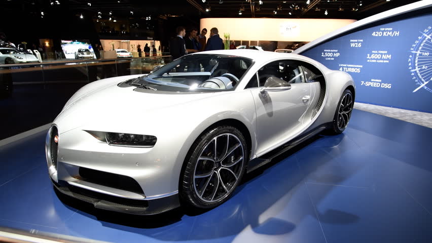BRUSSELS, BELGIUM - JANUARY 10, 2018: Bugatti Chiron Mid-engined W16 ...