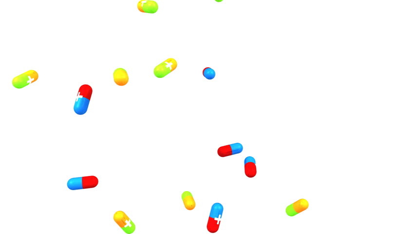 Animation With Multi-coloured Pills And Capsules Raining Down On A ...