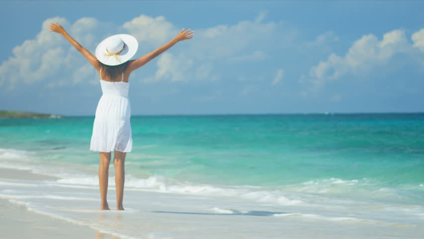 Latin American Girl In Sundress Celebrating Achieving Her Ambitions ...