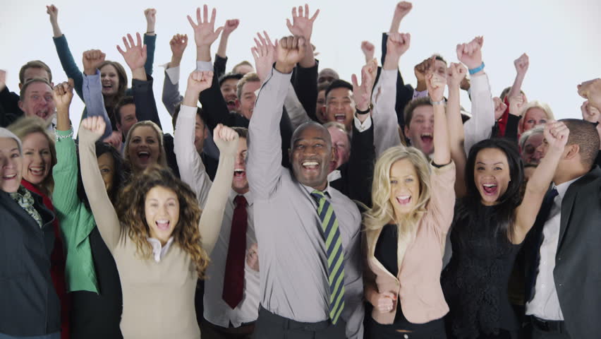 Portrait Of A Large Group Of Happy And Diverse Business People Who Are ...