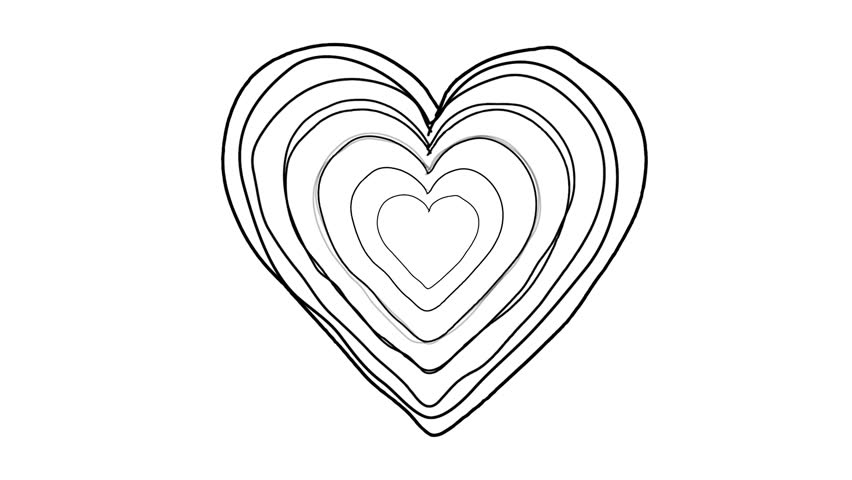 Black Heart Shape Line Art Sequence On White Stock Footage Video ...