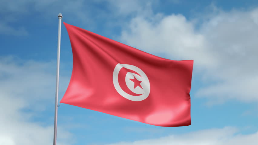 Tunisia Flag Waving. Sky Background. Seamless Loop. Stock Footage Video ...