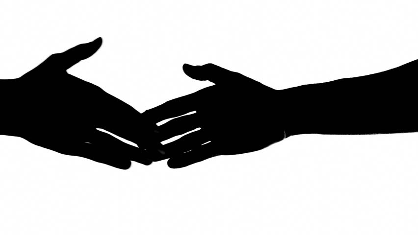 Businessmen Shaking Hands With Each Other, Silhouette, Going In The ...